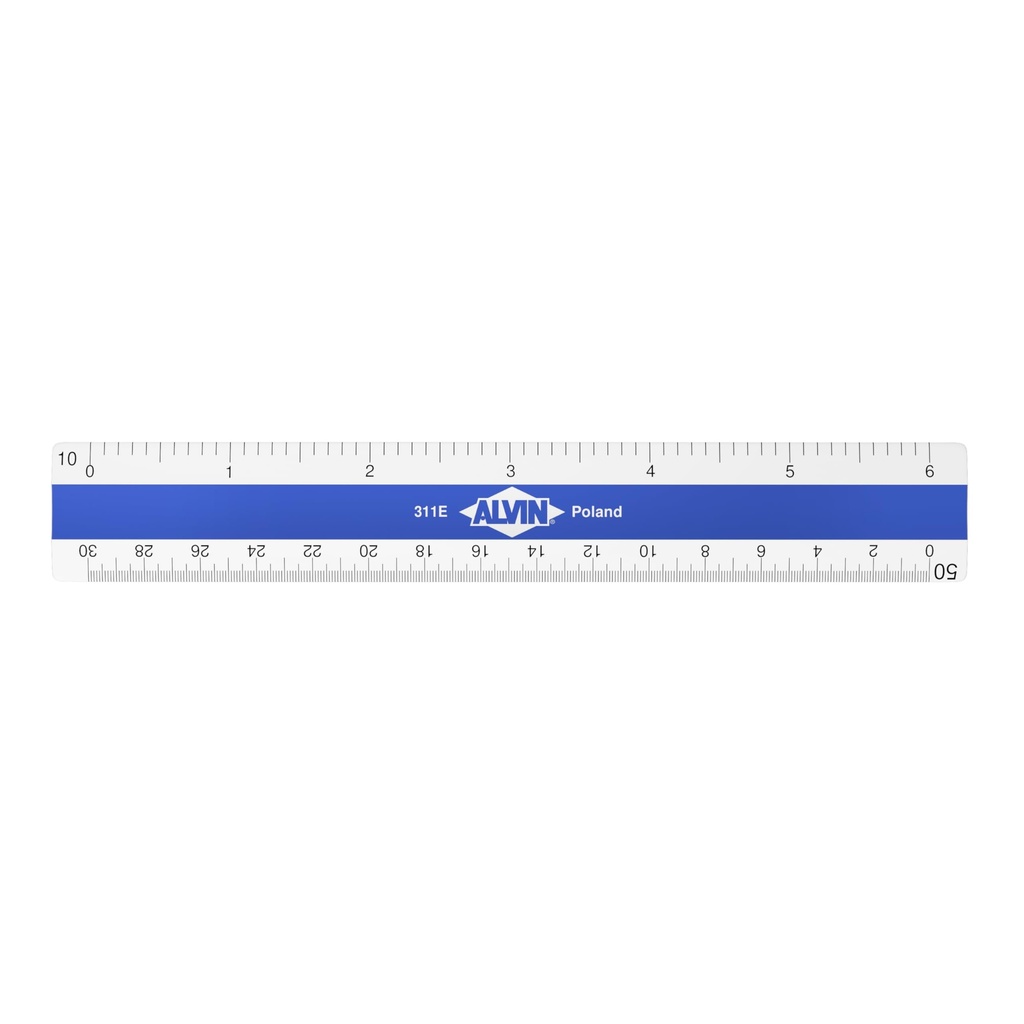 Alvin White Plastic Flat Pocket Scale, Engineer