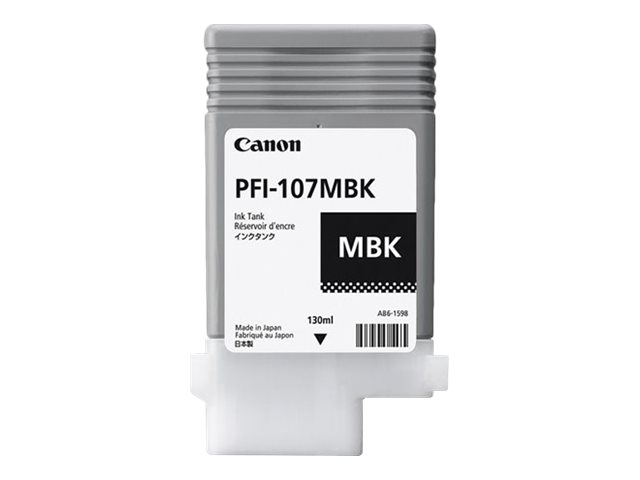 Canon PFI-107MBK Matte Black Ink Cartridge, 130ml 