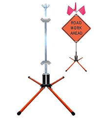 [6000-RGB (X552-KL)] S&S Mid-Size Steel Sign Stand, 2 Vertical Springs + Flag Holder