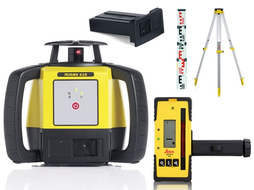 [6019252] Leica Rugby 610 All-In-One Kit, RE120, Alkaline, Tripod, Rod